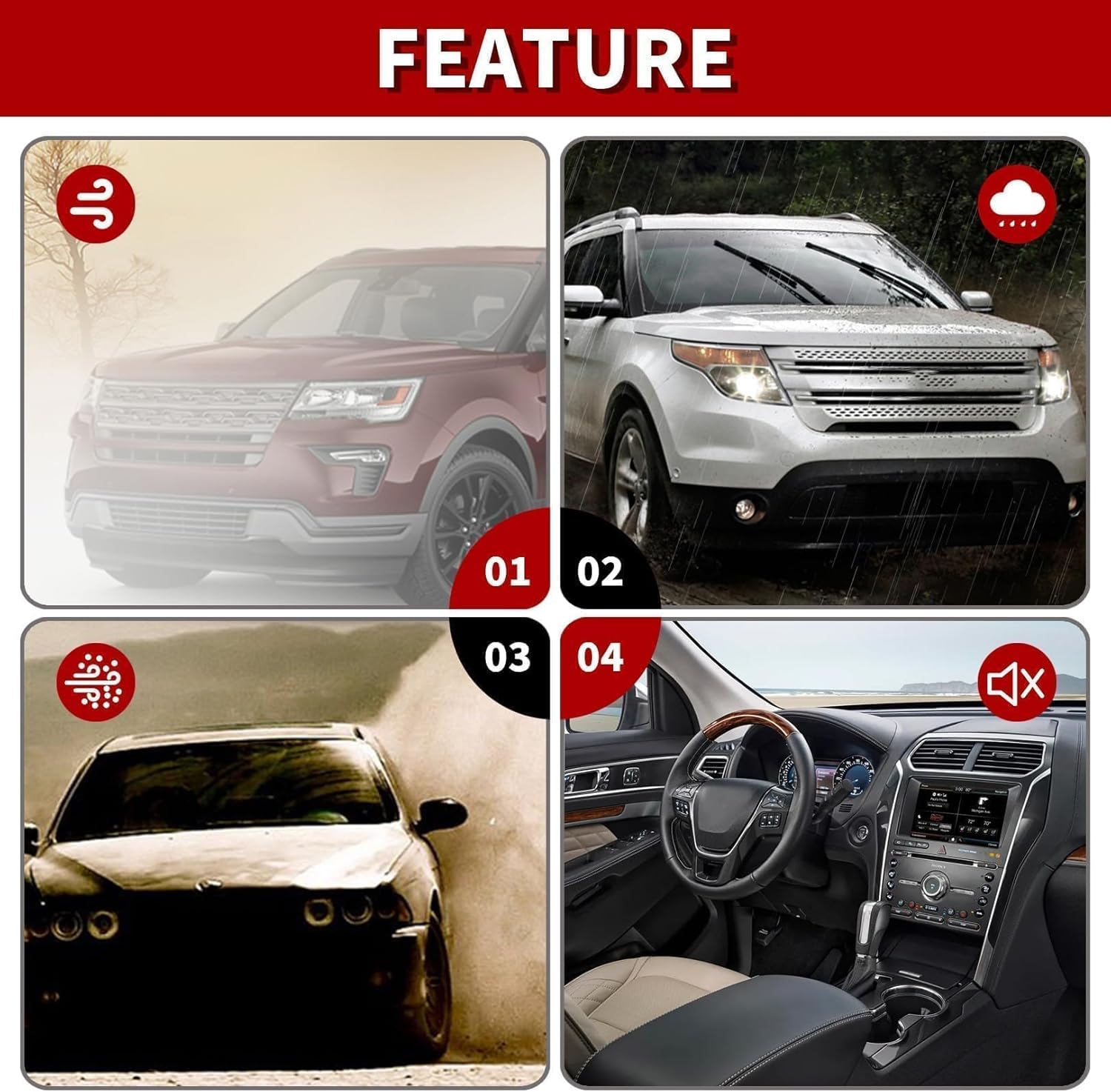 Outer & Inner Windshield A-Pillar Molding Trim Compatible with Explorer 2011-2019 Replaces 926-450 926-451 BB5Z7803137AA BB5Z7803145AA BB5Z7803136AA BB5Z7803144AA Left & Right