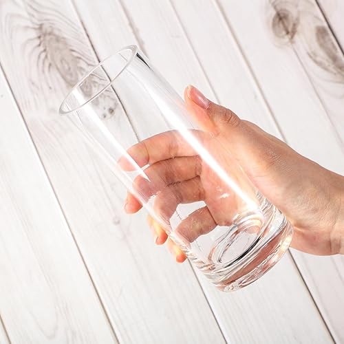 Miniatura 3 de Maxdot Jarrones cilíndricos de vidrio grueso de 5, 6, 8 pulgadas de alto, jarrones de flores transparentes, jarrones de boda para recepción,