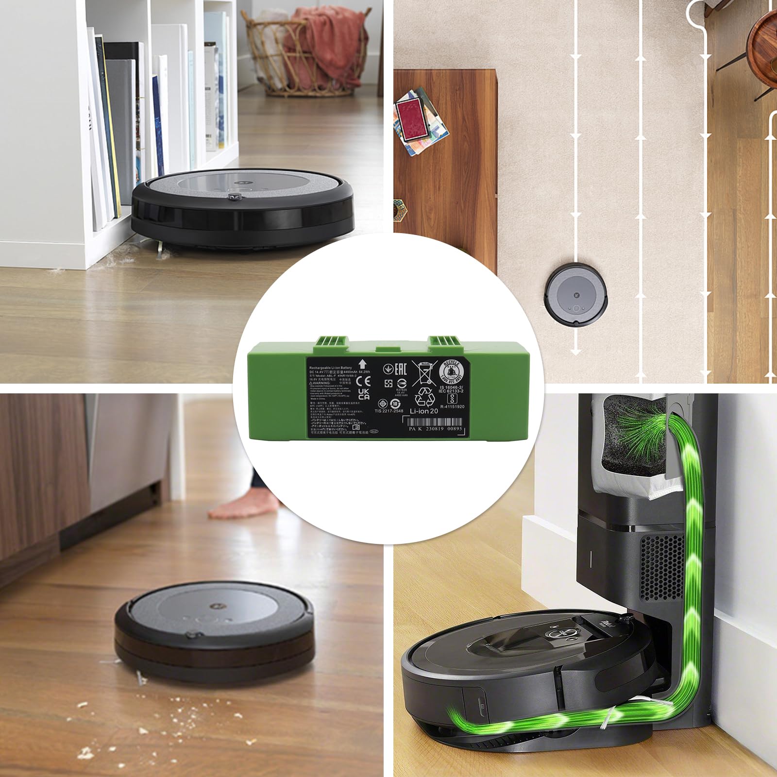 Bateria MXJFYY 14,4 V, 4 460 mAh do iRobot Roomba serii e i i7+, i7, 7150, 7550, i7550, i7550, do i8, i8+, i8550, 7156, 7550, 7558, i6, i4, 4150, i4+ 4550 i3 i3 + 3150 3158 e5 e5150 e6 e6198 J7 J7+