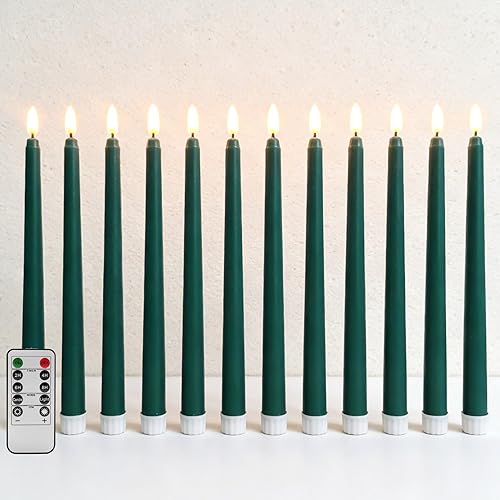 Miniatura 18 de Velas Cónicas Sin Llama Color Rosa con Control Remoto, Juego de 12 Candeleros LED Navideños a