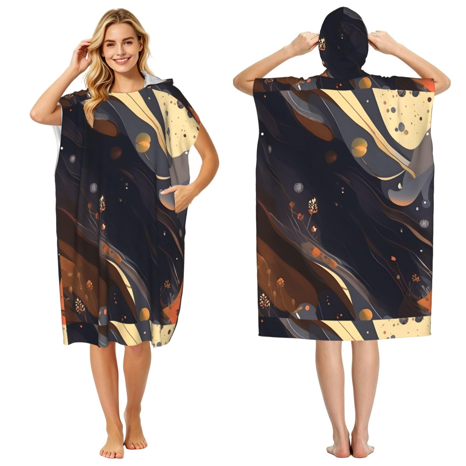 WSSYYBFDark Medium Adult hooded beach towel Oversized with Hood for Absorbent Quick Dry
