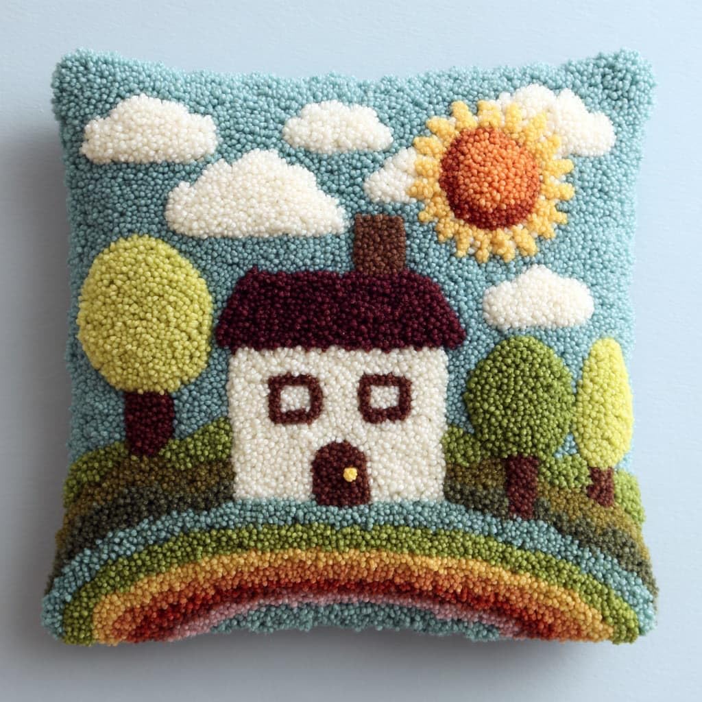 Henypt DIY Latch Hook Pillow Kits, Country Cottage