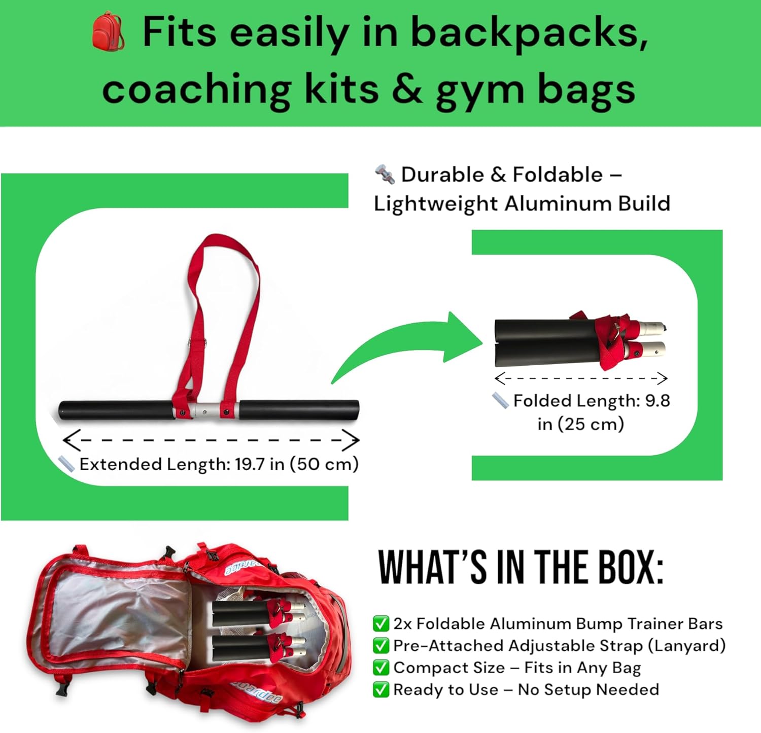 Bump-Pass Volleyball Training Equipment Kit for Proper Passing Technique – Foldable Sticks with Adjustable Fit and Foam-Padded Ends – Training Volleyball Gifts for Solo or Team Practice