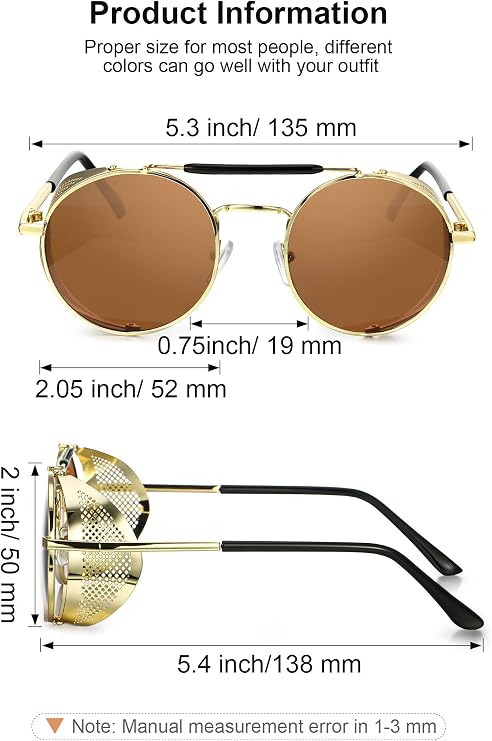 Frienda 4 Pairs Steampunk Sunglasses, Retro Gothic Sunglasses