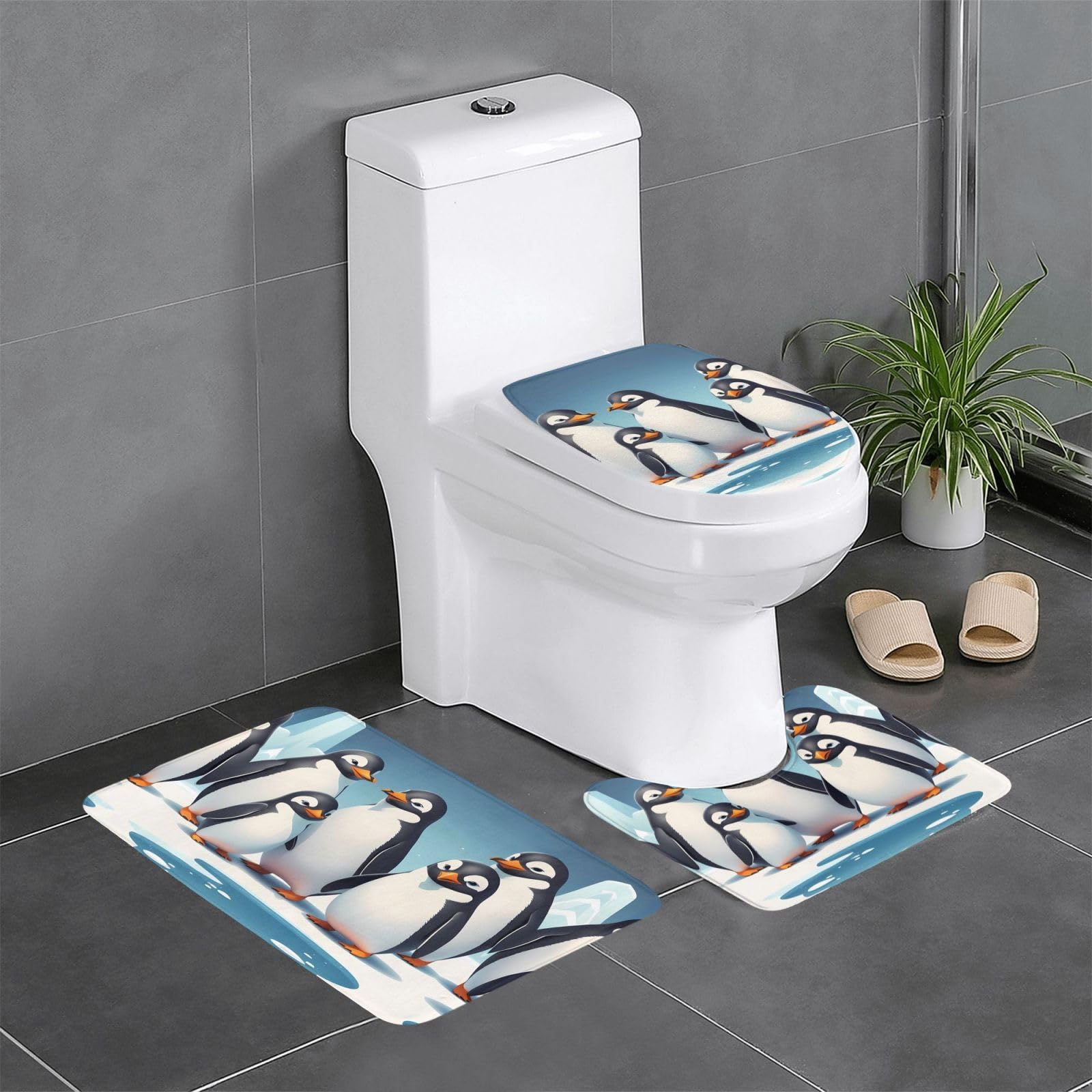 Tapis de salle de bain antidérapants lot de 3 avec envers sécurisé pour sol de toilettes