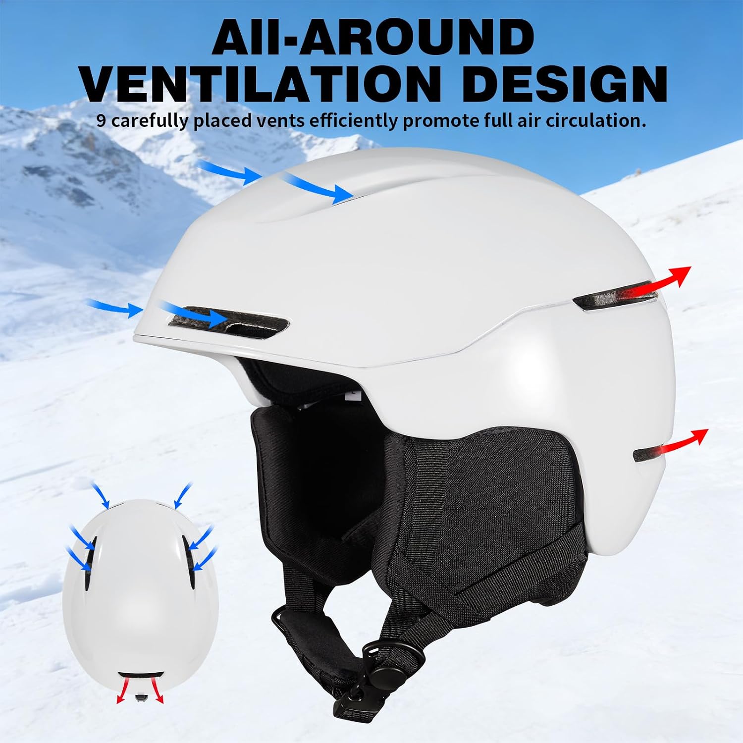 Ski Helmet Snowboard Helmet for Adults Men Women, Adjustable Snow Helmet X13 with Goggles for Snow Sports