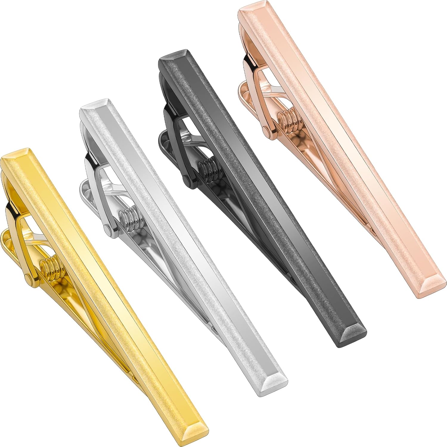 Tie Clip for Men, TAIGRAMA Tie Bar and Tie Pin Clip for Skinny Ties Gold Rose Gold Silver Black, Unique Mens Tie Clip Tie Clasp Suitable for Wedding Anniversary Business Professional and Best Gift