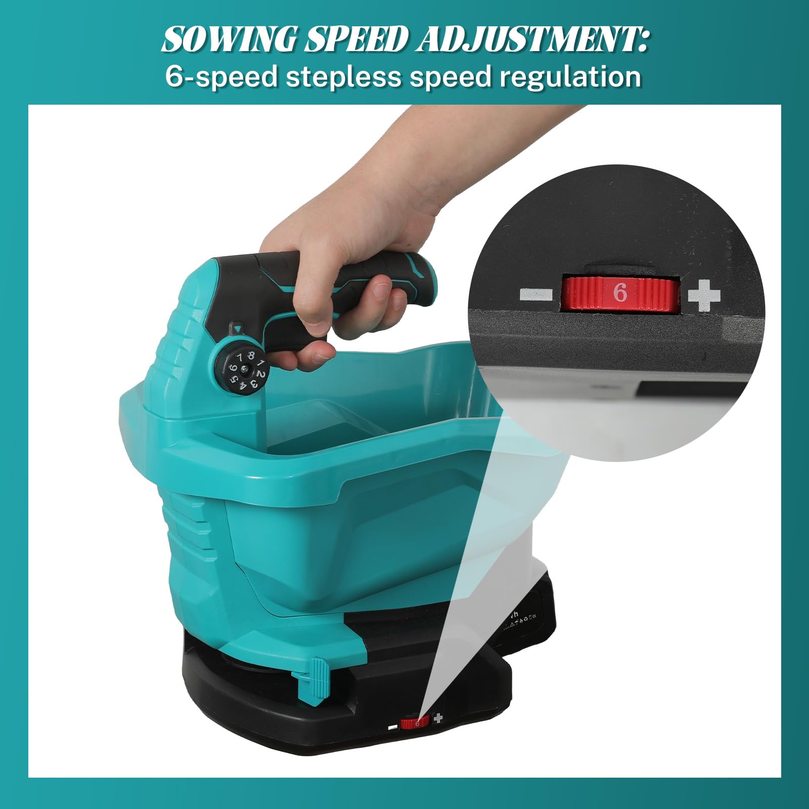 Épandeur d'engrais sans fil pour batterie Makita 18 V, épandeur universel sans fil 3,3 l avec réglage de la vitesse de rotation à 6 niveaux, réglage de la quantité d'épandage à 8 niveaux, angle de