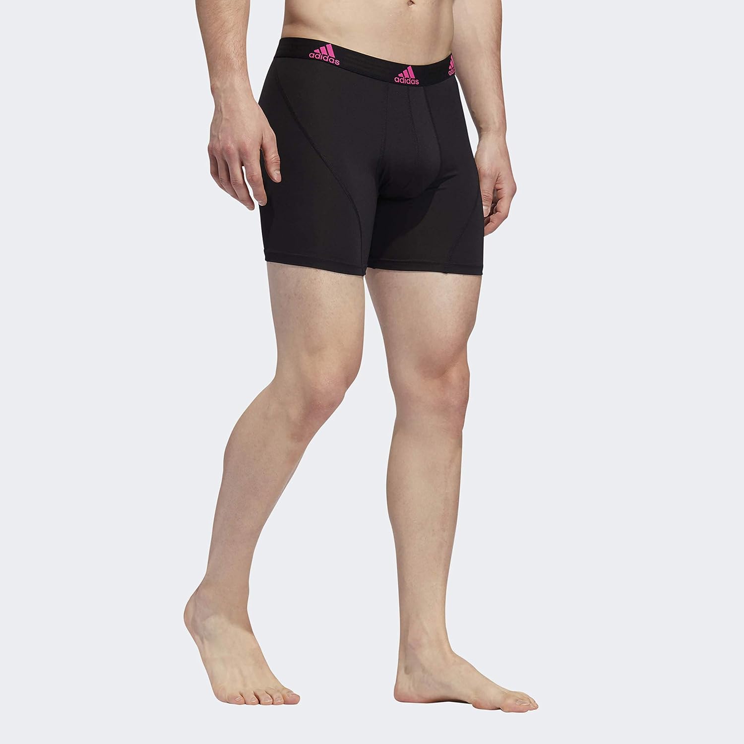 adidas Men's Sport Performance 2-Pack Boxer Brief, Black/Shock Pink Black/Real Blue, Large