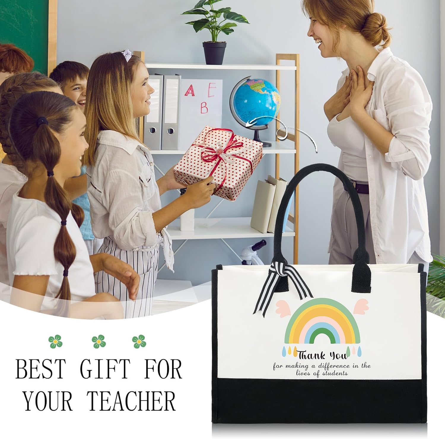 Sweetude 10 Pack Teacher Appreciation Gift Bulk Christmas Teachers Day Gifts Canvas Tote Beach Bag for Women Mother Holiday