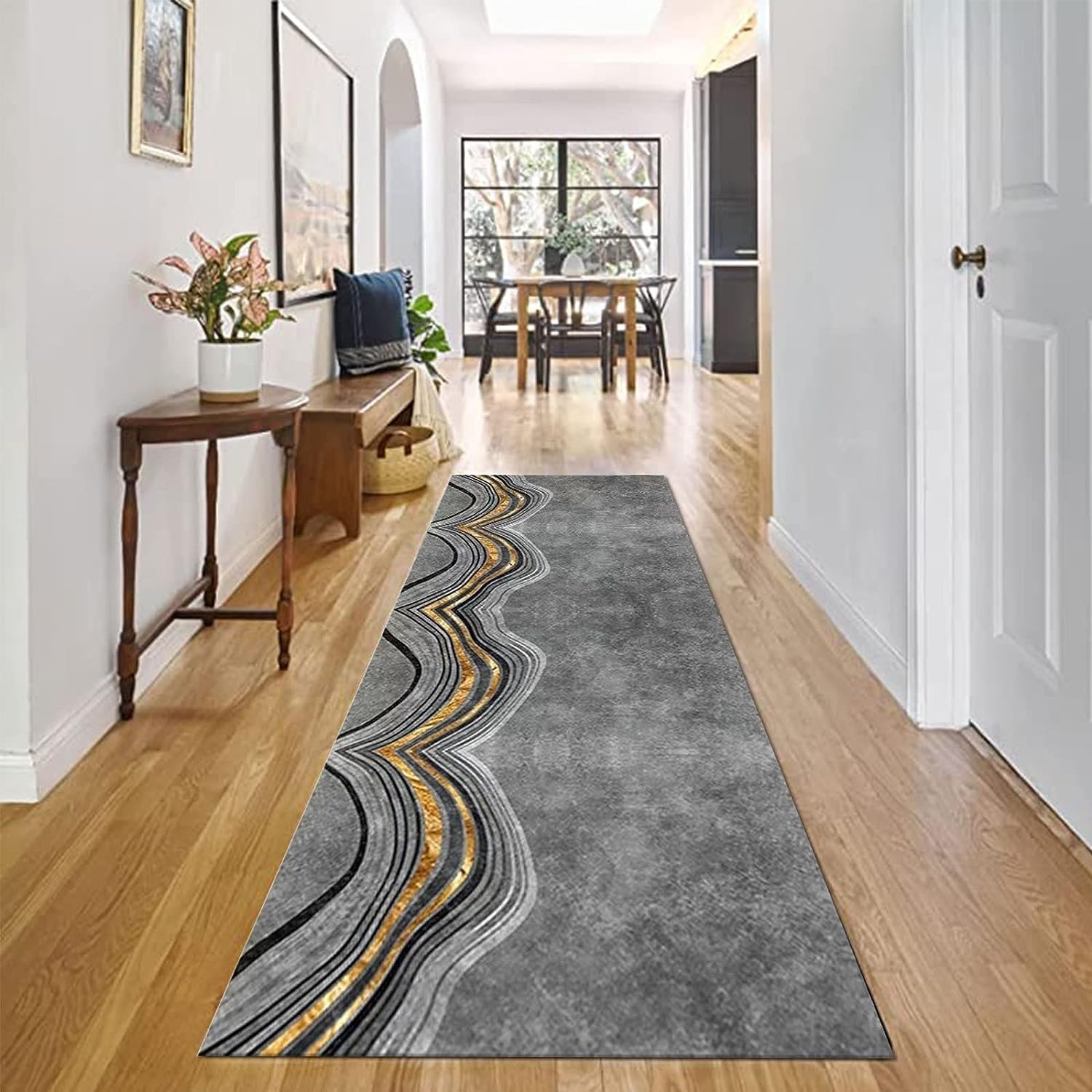 Whnoorher Extra Long Carpet Hallway Carpet Runners Kitchen Mat Runner Rug for Entryway Rubber Backed Very Long Narrow Rugs Custom Length - Grey (Size : 60×400cm/2ft×13.1ft)