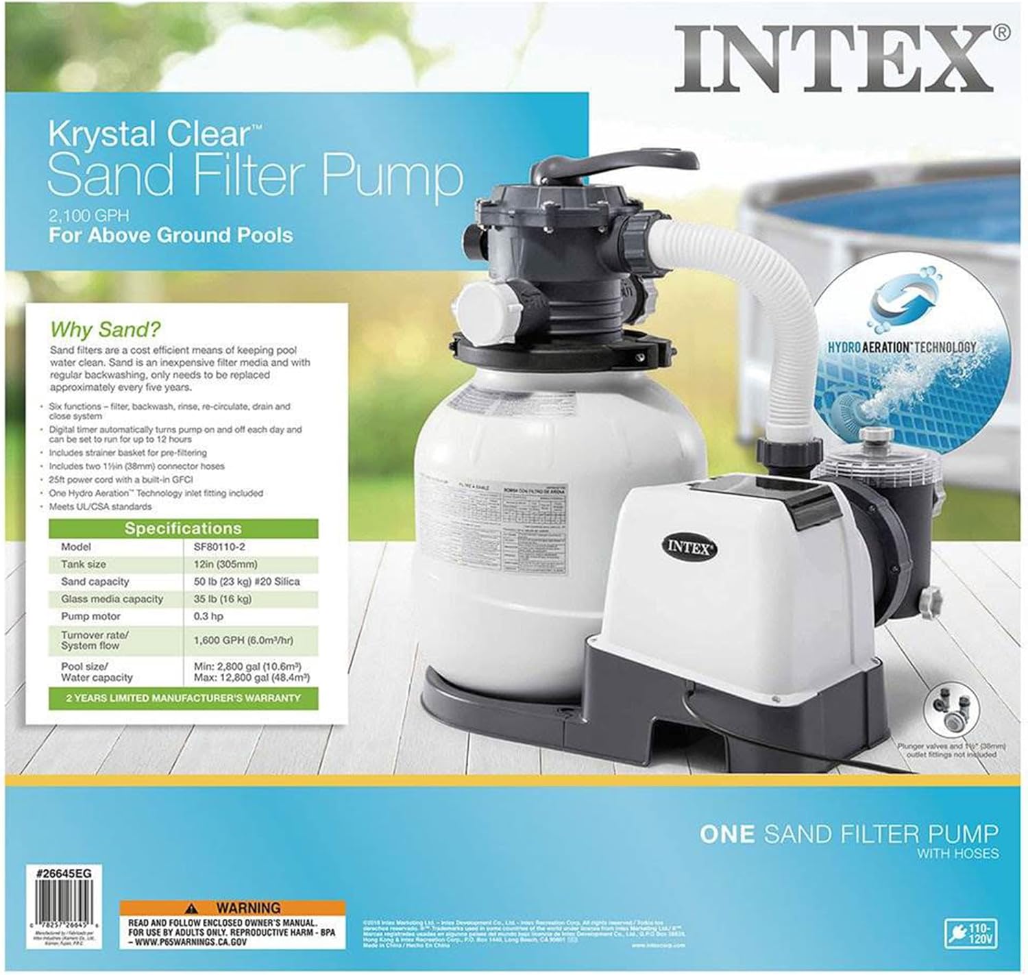 Intex ZX100 Auto Pressure Side Pool Cleaner with Hose and Converter and 2100 GPH Above Ground Pool Sand Filter Pump with Automatic Timer