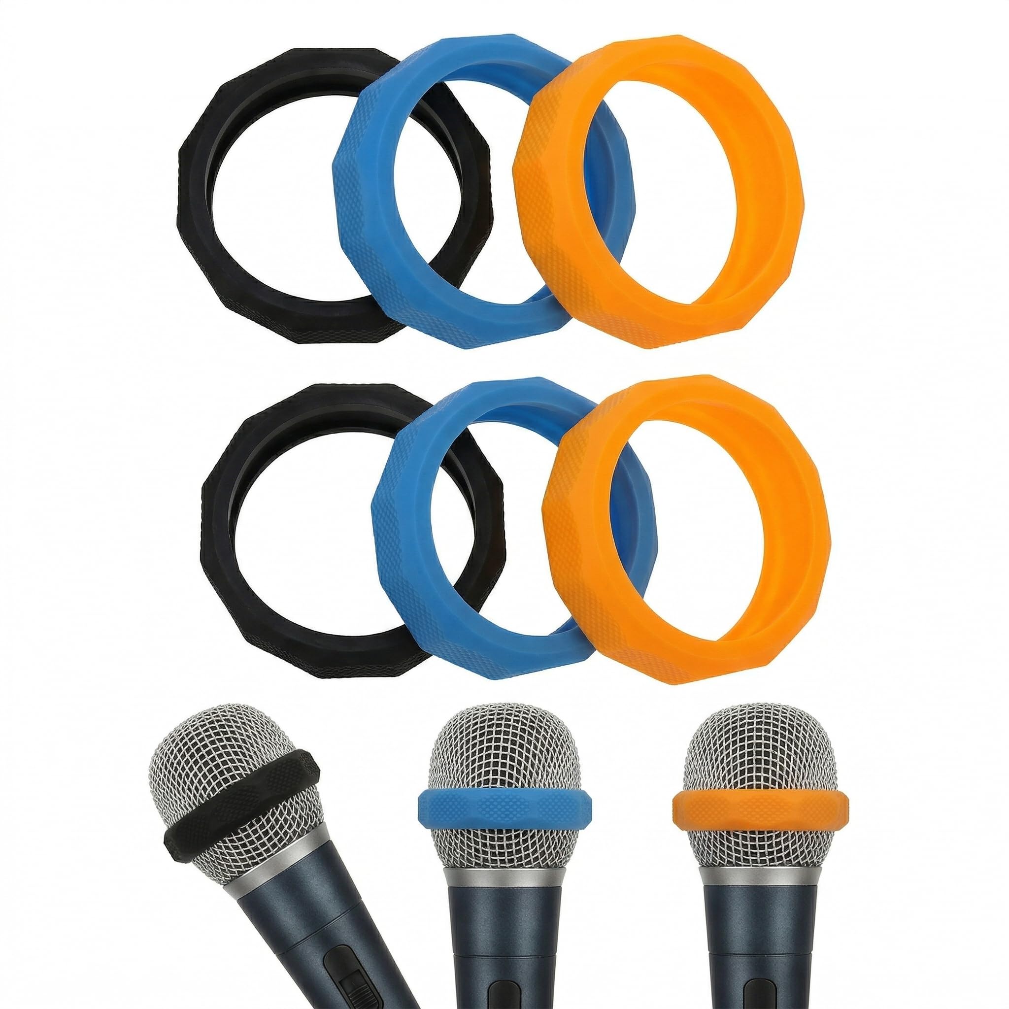 Ciieeo 6 Pcs Non-slip Silicone Microphone Anti-rolling Rings: Shockproof Scratch-resistant Mic Protection Rings for Live Broadcast & Karaoke-picture-31