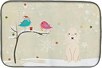 Vista 13 de Caroline's Treasures BB2508DDM - Tapete de secado de platos de perro de montaña bernés con regalos de Navidad entre amigos, tapete absorbente