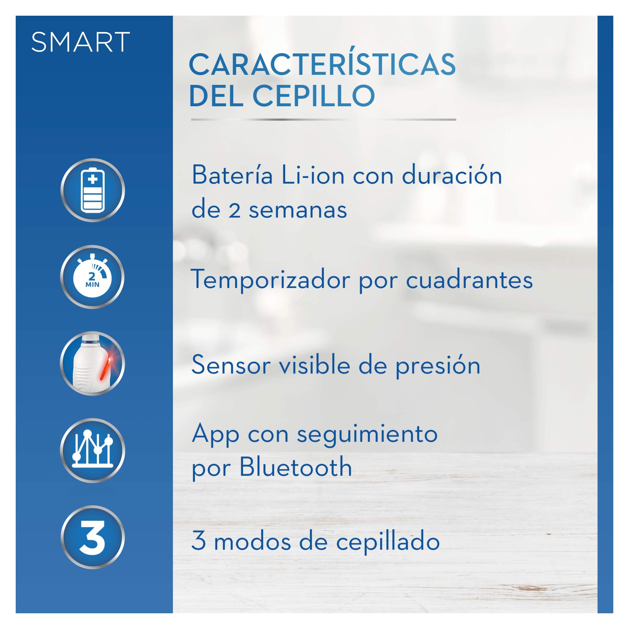 Oral-B Smart 4 4000N Smart Cepillo eléctrico recargable con tecnología de Braun, 1 mango conectado negro con Bluetooth, 2 cabezales de recambio, color Blanco