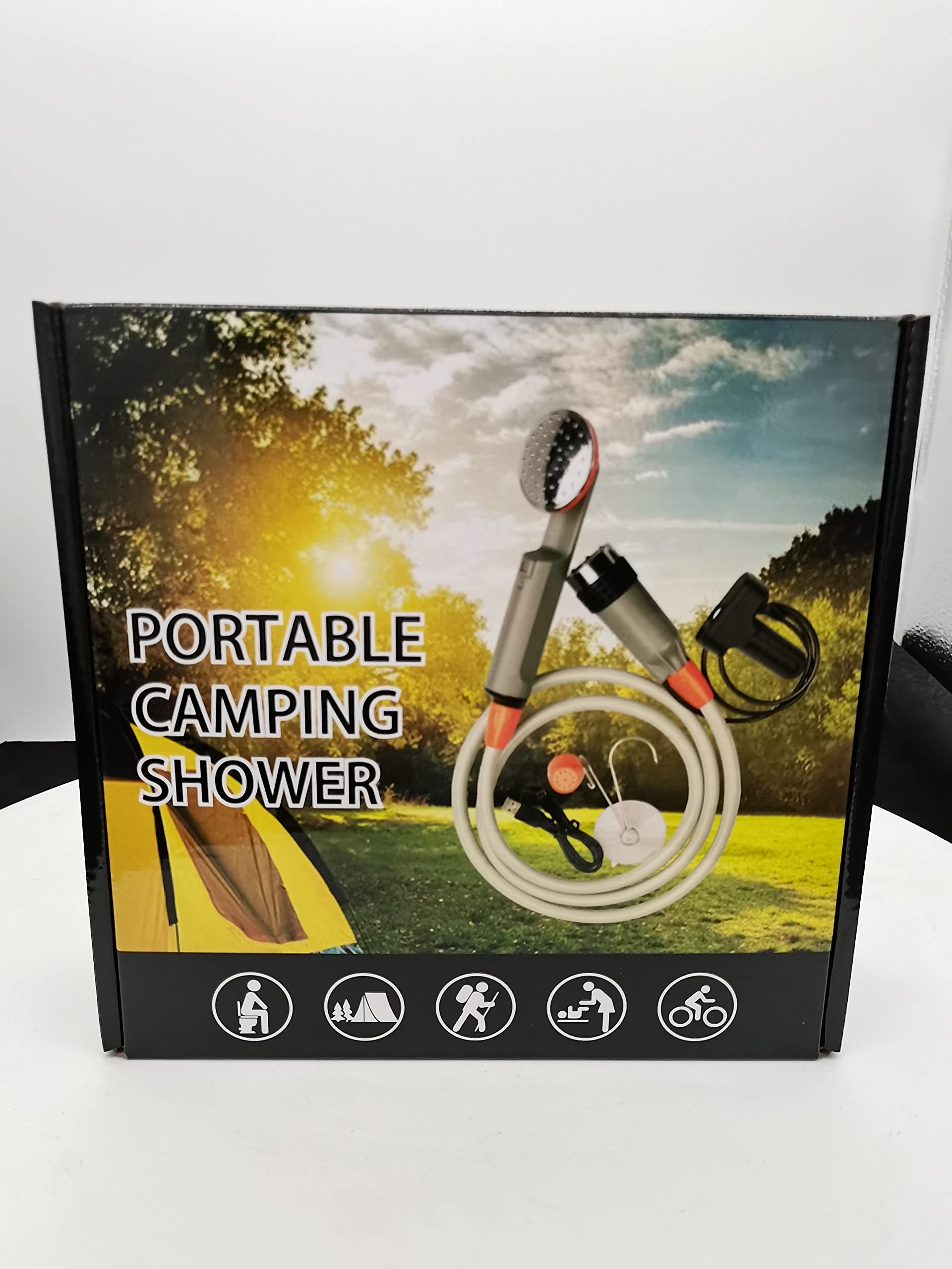FLYFISH Doccia da Campeggio Portatile soffione Campeggio con Uno batterie Ricaricabili USB e Batteria Integrata 2200mAH for Viaggio