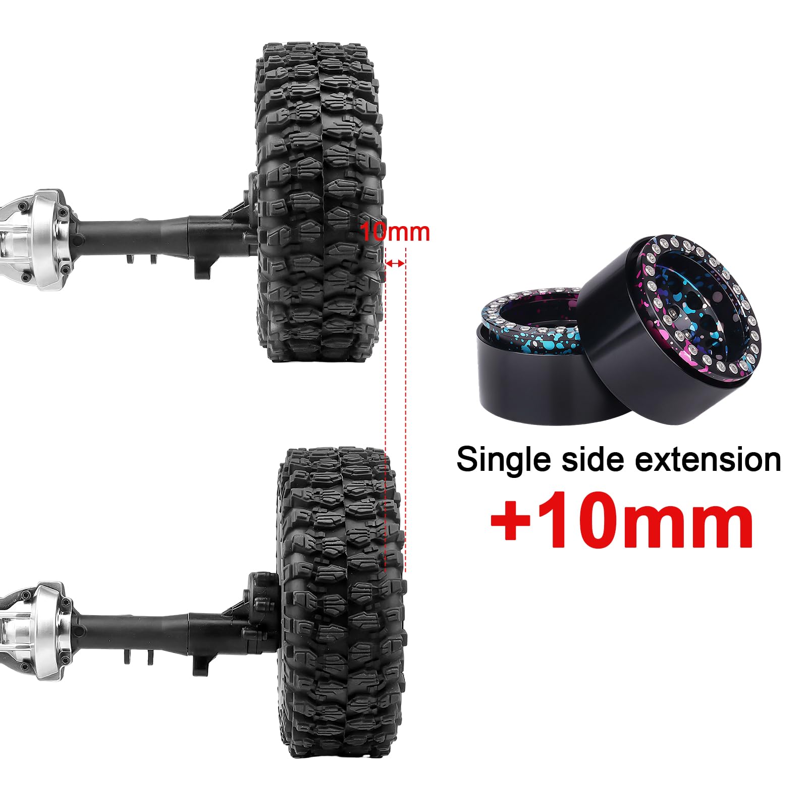 HobbyPark Graffiti Splash Anodized 1.9 Beadlock Wheels -10mm Negative Offset Deep Dish 1.9 Beadlocks Rims for 1/10 RC Crawler SCX10 II TRX4 VS4-10 Gen8 Upgrades