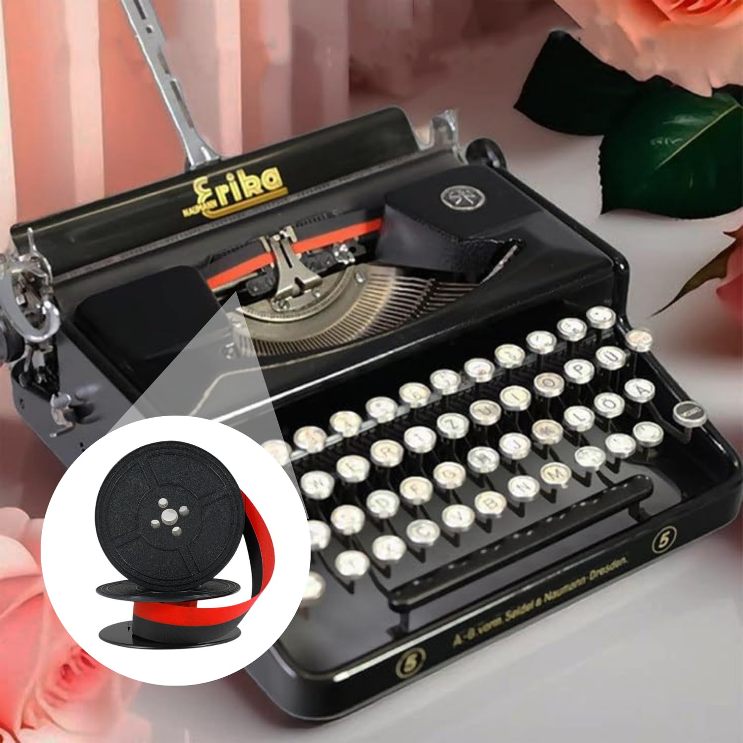 AUCANNIO 2 Pairs Universal Typewriter Ribbon, 1/2 Inch Wide Black and ...
