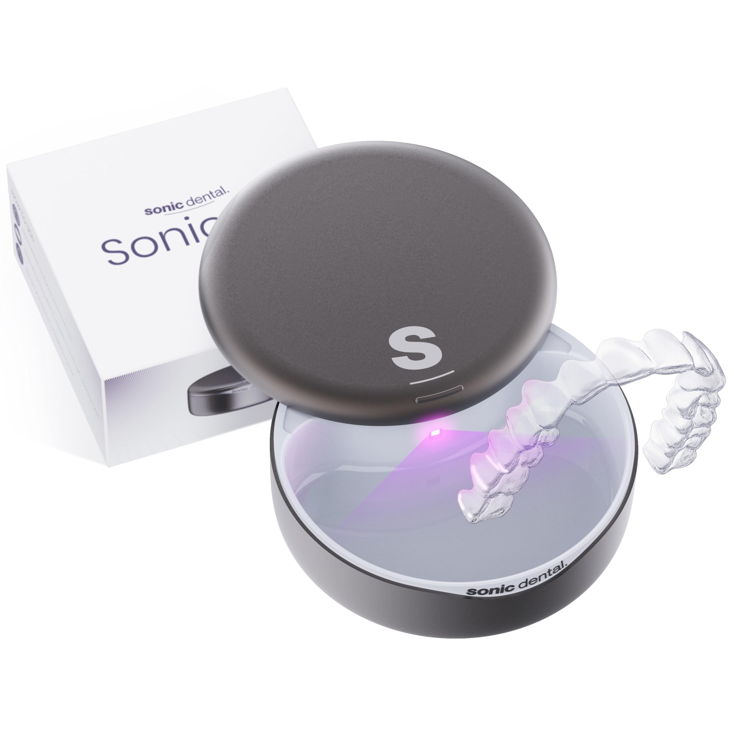 Photo 1 of Sonic Go Aligner & Retainer Case – Portable Cleaner for Aligners, Retainers, Night Guards & Toothbrush Heads – Durable Metal Container, USB-C, Long Battery