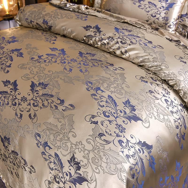 Juego de ropa de cama de 155x220 cm con funda nórdica de satén jacquard barroco y dos fundas de almohada 5