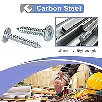 Vista 5 de 100 tornillos de madera Phillips #8 x 1 pulgada con cabeza de truss modificada, tornillos autorroscantes para chapa, acero al carbono