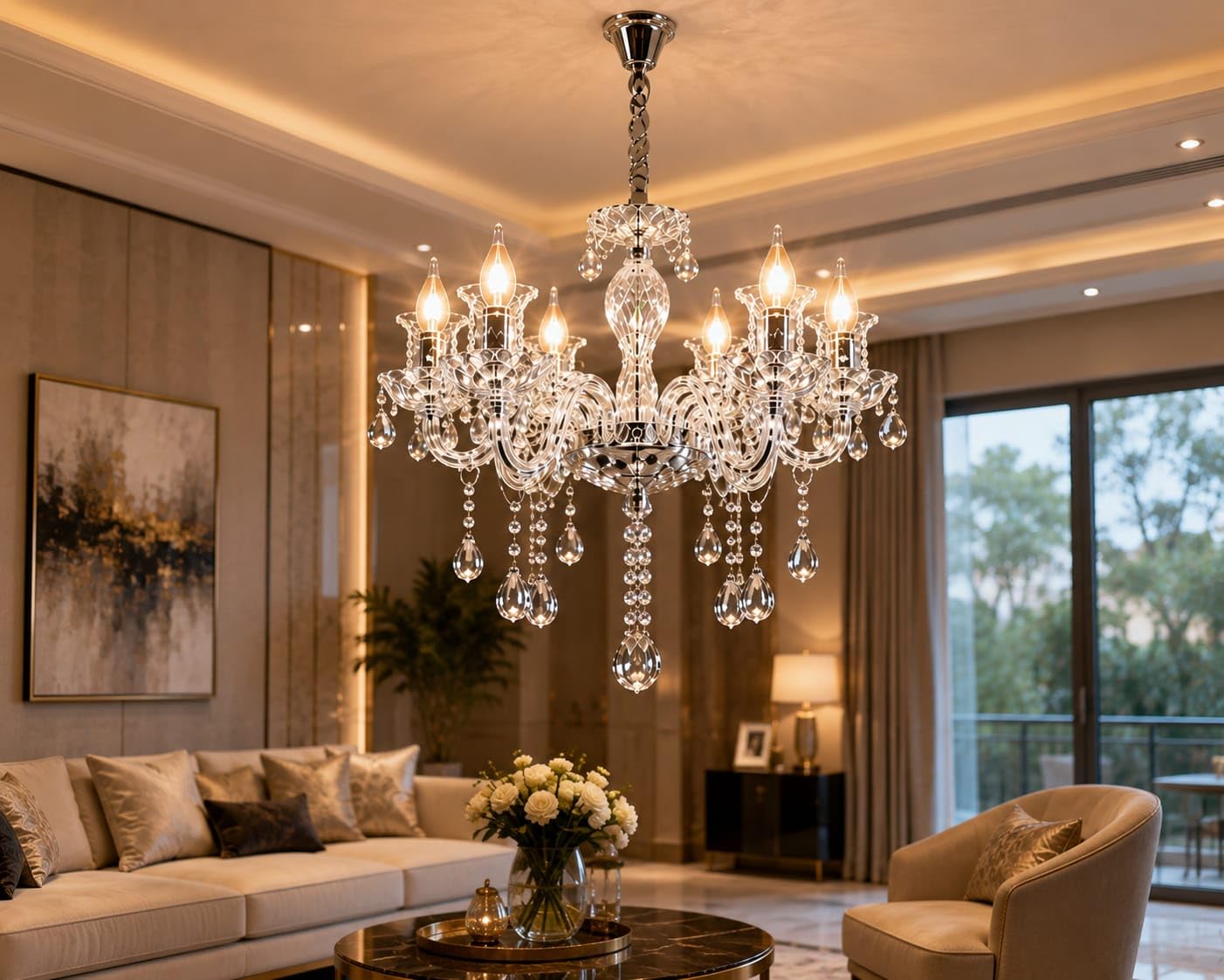 Elegant K9 Crystal Italian Chandelier Light – Luxurious 6-Light Ceiling Fixture, Modern European Design for Living Room, Dining, and Bedroom Jhoomer-image-23