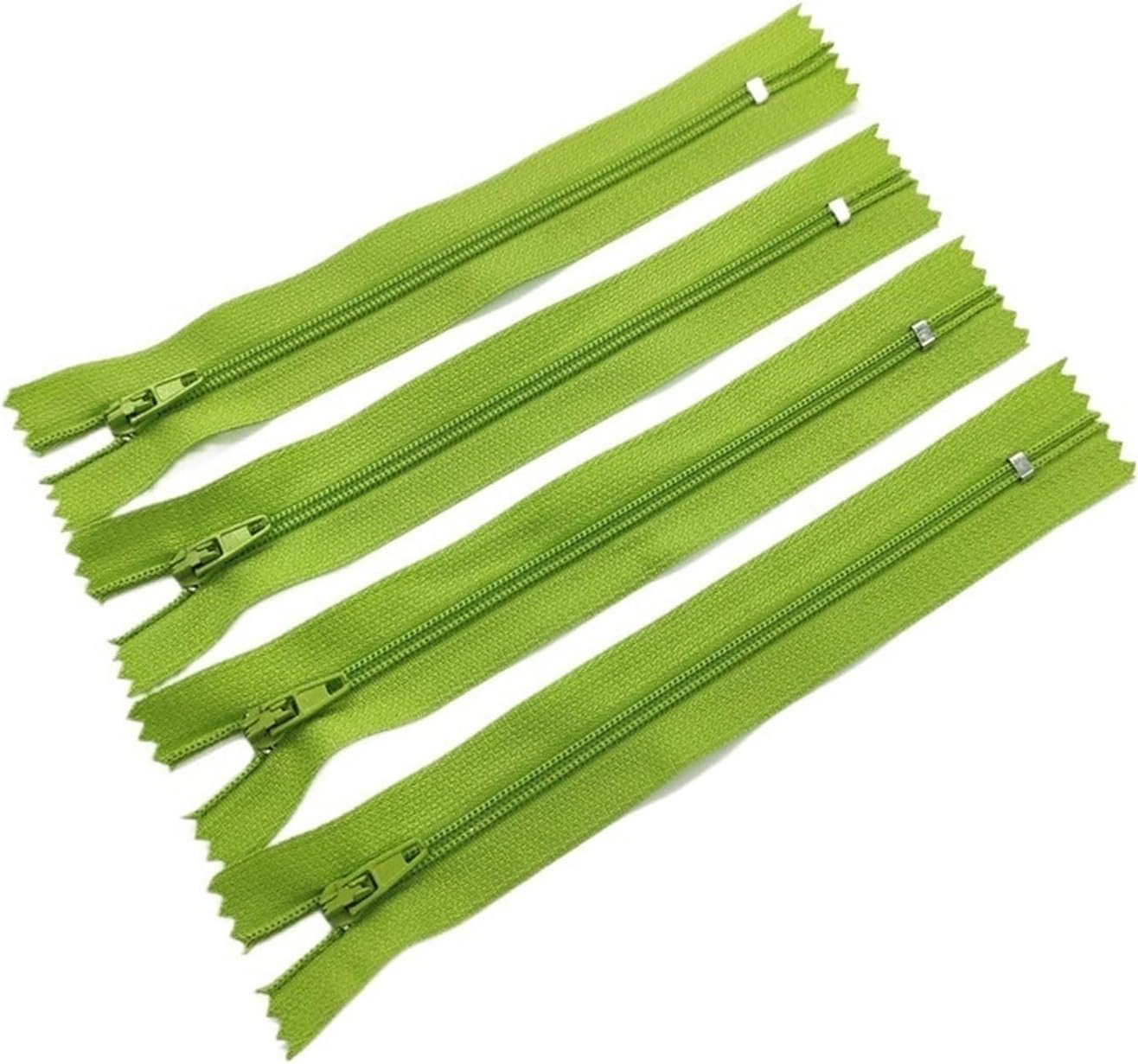 Universal Zipper, 10Pcs 3# 7.5Cm-60Cm (3-24 Inches) Closed Nylon Coil Zipper Suitable for Clothes 20 Colors Zippers for Sewing(Green,15cm)