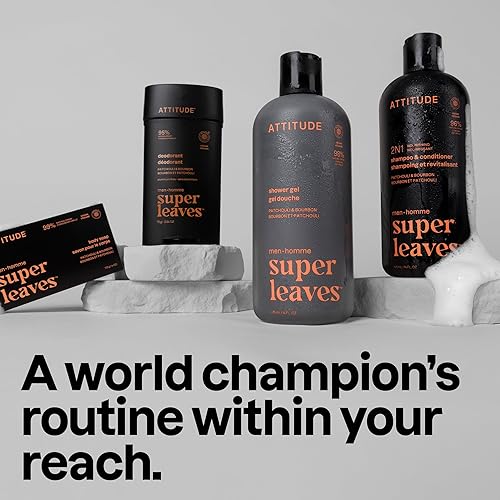 Miniatura 5 de ATTITUDE Champú y acondicionador 2 en 1 para hombre, nutritivo para cabello seco y cuero cabelludo, con pantenol y ginseng, 97% ingredientes de