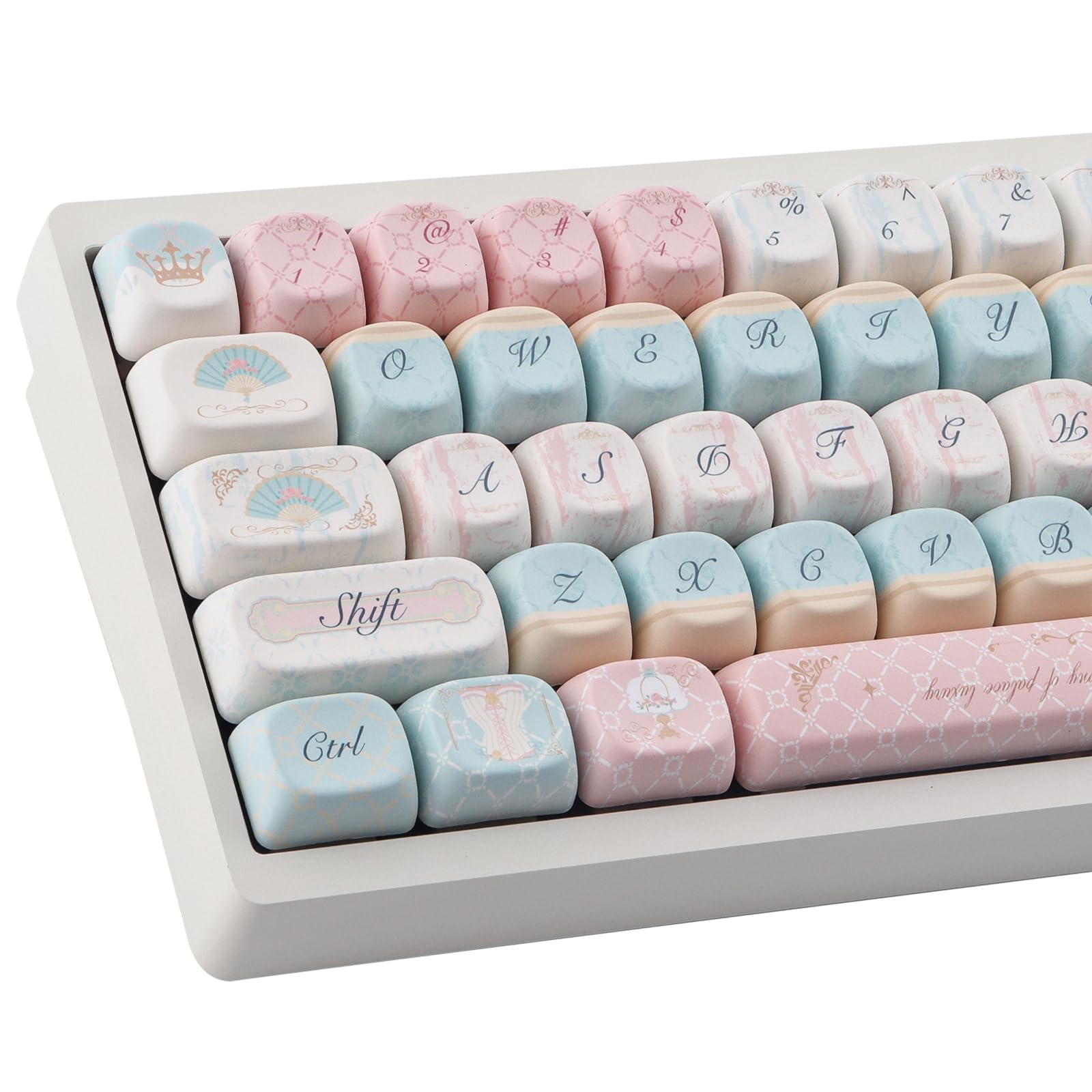 TYRIXKI PBT Keycaps 147 Keys MOA Profile Cute Keycaps Dye-Sublimation Rococo Art Keycap Custom Keycap Set for Cherry Gateron MX Swithes Mechanical