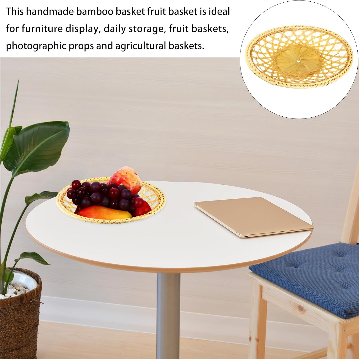 Handmade Bamboo Bread Basket for Snacks and Desserts Xmas