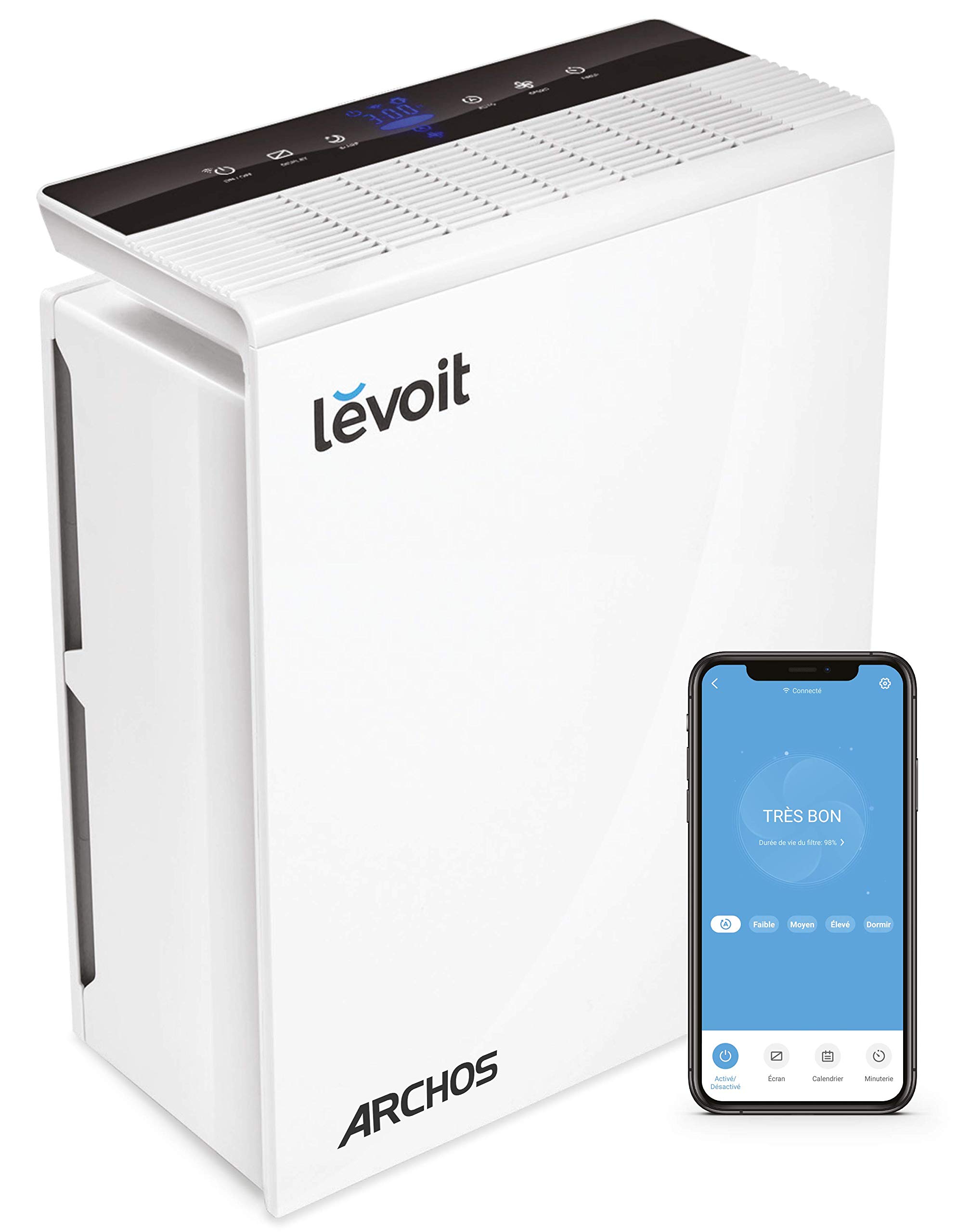 ARCHOS Air Purifier 48 - Connected Air Purifier - Air Treatment: Removes 99.97% of Particles HEPA Filter - Anti-Pollution and Anti-Bacterial - White