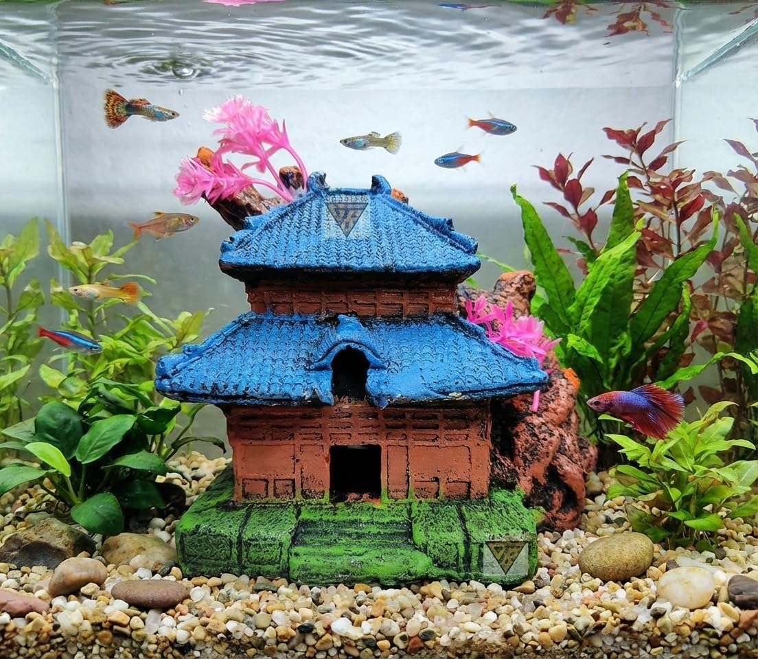 Beautiful Monk House Aquarium Decoration for Fish Tanks-Enhance Your Underwater World (Multi Colored)-image-8