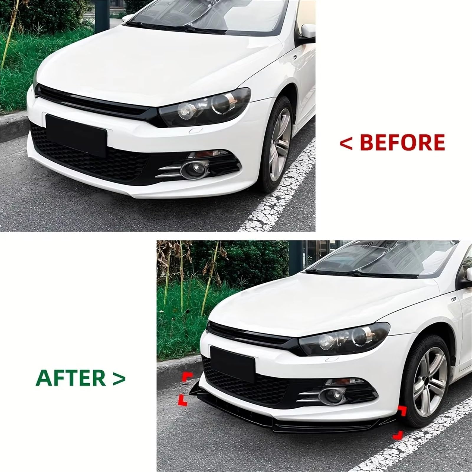 Spoiler Kit Pare-Chocs Kit Extérieure Séparateur Pare-Chocs Inférieur Becquet Lèvre Avant 3 Pièces pour VW pour Scirocco MK3 pour pour GTS 08-14 Voiture Becquets Avant(Glossy Black)