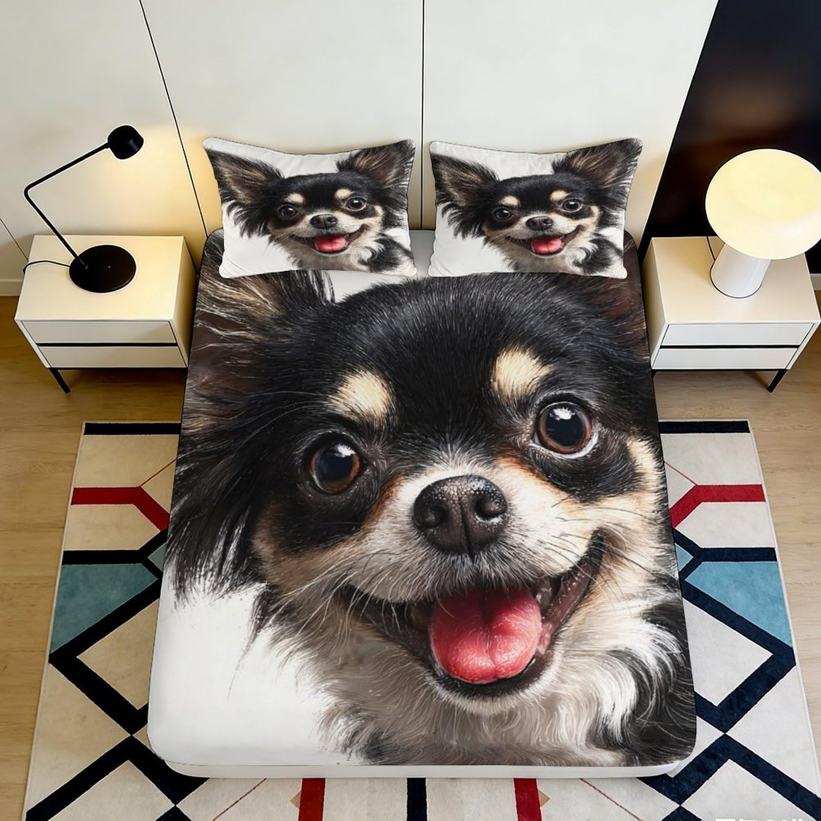 Pnayamiorkfel Style-4 3D Printed Chihuahua Dog Fitted Sheet Microfiber Soft Decorative Bed Sheet For Bedroom Dorm Mattress Protection 90X200x25cm