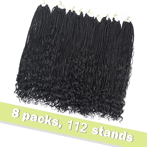 Vista 479 de Goddess Box Braids Crochet Hair With Curly Ends 18 Inch Bohomian Box Braids Crochet Braids 8 Packs 3X Crochet Braids Synthetic Braiding Hair 1B-4-30