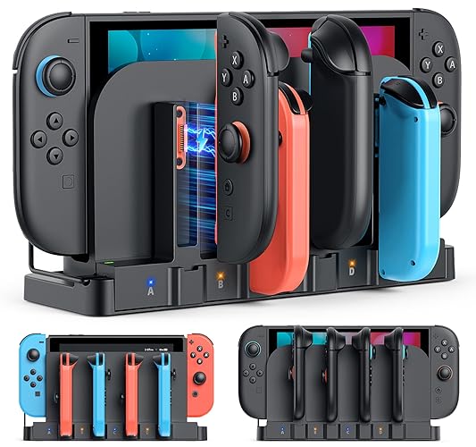 FASTSNAIL Controller Charger for Nintendo Switch 2 2025/Switch1/OLED JoyCon, Magnetic Fast Controller Charging Dock for Joy Con Charger Accessories with LED Indicator