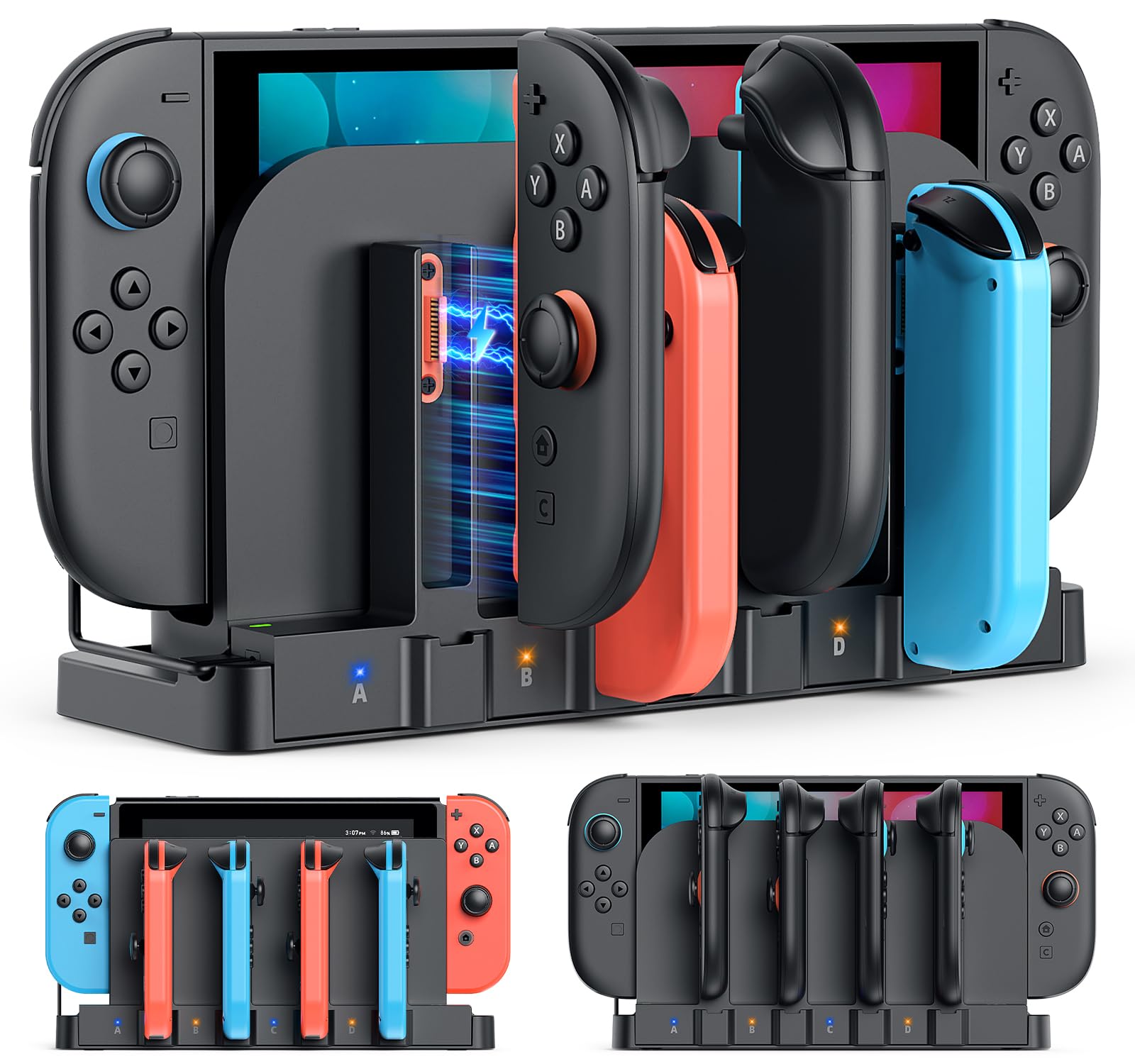 Photo 1 of [Switch 1/2 Compatible] FASTSNAIL 9-in-1 Dual-Direction Magnetic Controller Charger for Nintendo Switch 2 2025 & Original & OLED Controller, Fast Charging Dock for Switch 2 Controller Accessories