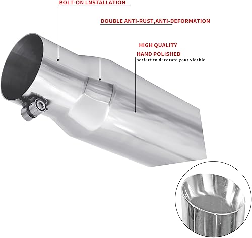 Miniatura 5 de Punta de escape de 3 a 4 pulgadas, punta de tubo de escape universal ajustable para camión, decoración de automóvil, entrada de 3 pulgadas, salida