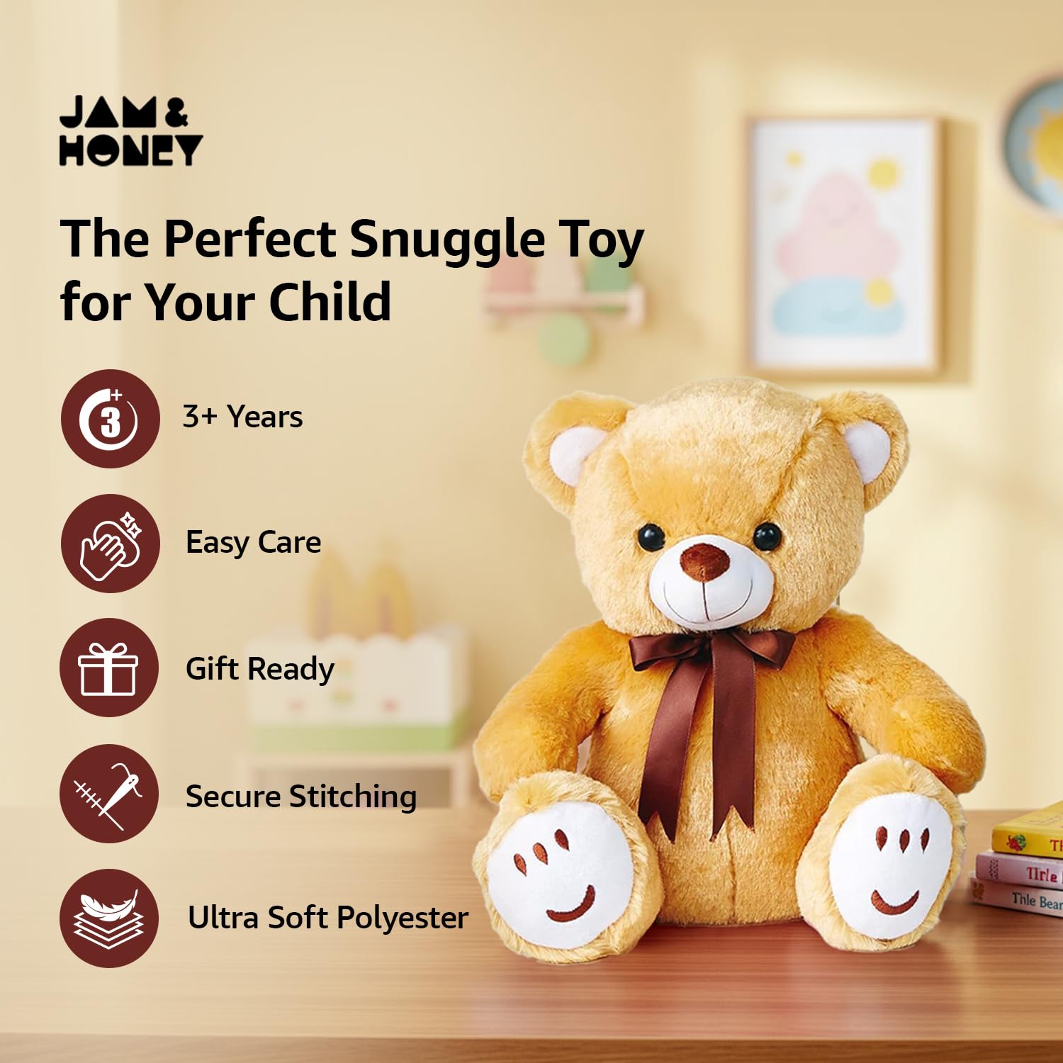 Amazon Brand - Jam & Honey Brown Teddy 33 cm