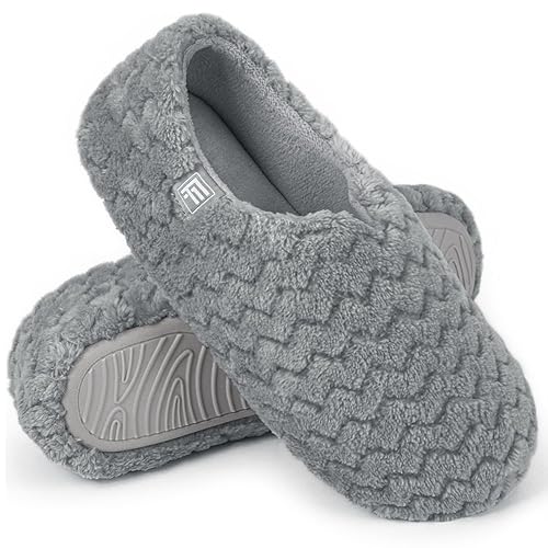 FamilyFairy Women's Memory Foam Slippers Soft Sherpa Lining Anti-Slip Lightweight
