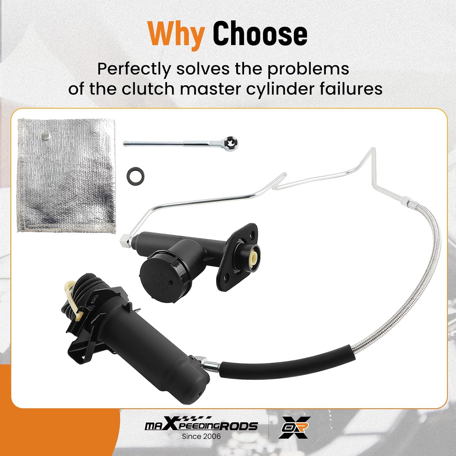 maXpeedingrods CC649005 Pre-Filled Clutch Master Cylinder and Slave Cylinder Assembly for Ford F350, F250 HD, F Super Duty, F59 1993-1997, 136.65513 (V8 7.3L 7.5L Only)