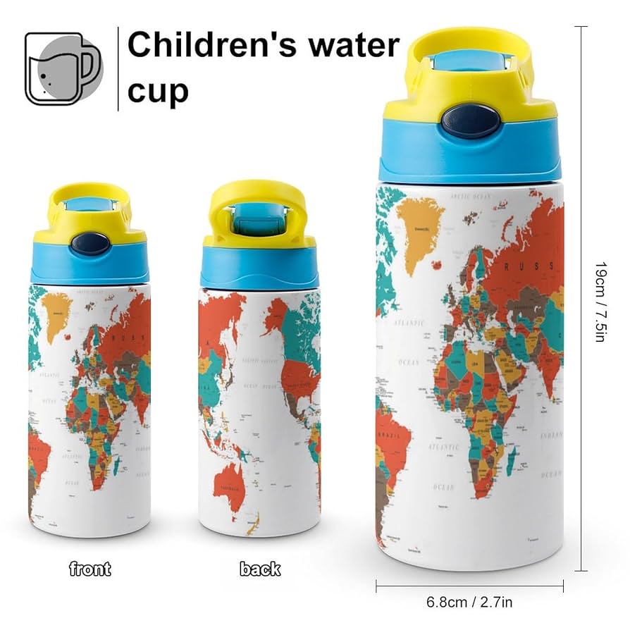 地図デザイン ステンレス水筒 Amazon｜カラフルな世界地図 水筒 スポーツボトル 魔法瓶