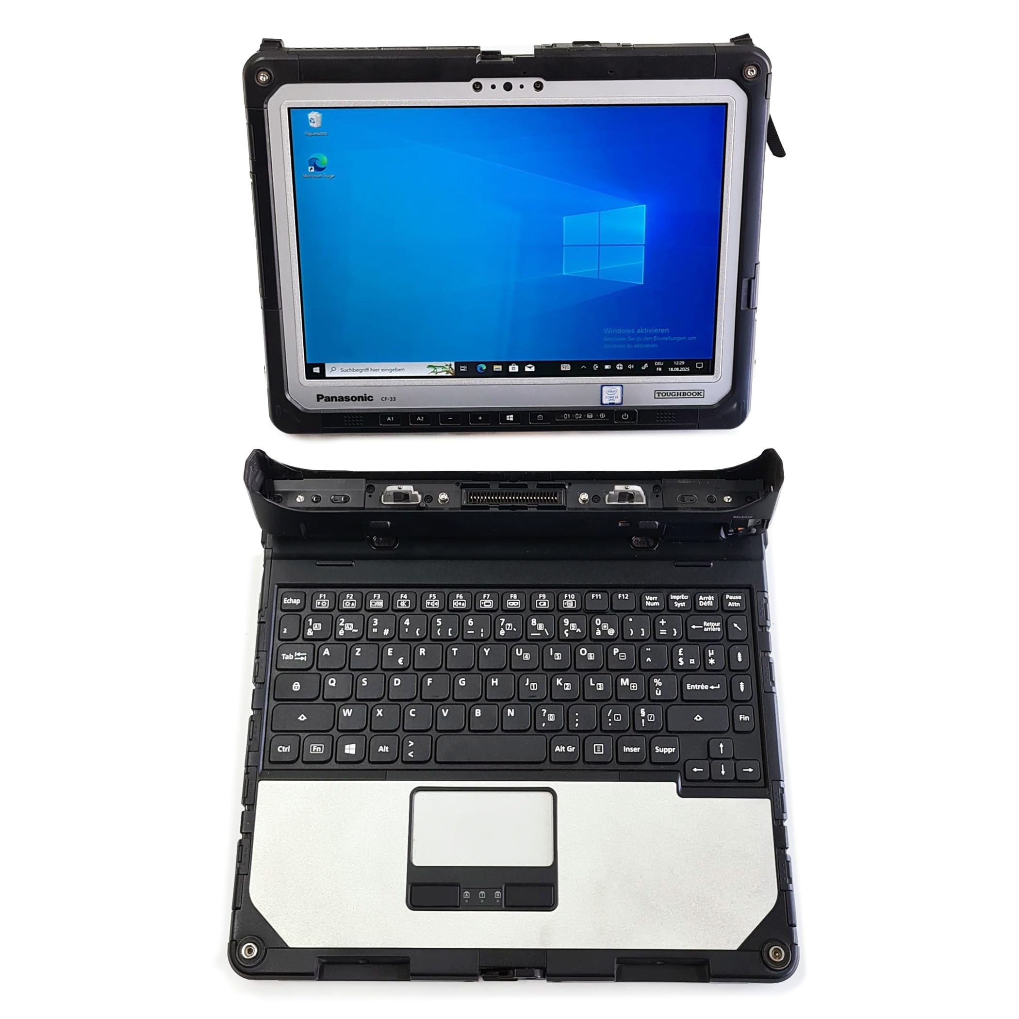 Panasonic Toughbook CF-33 MK1 – Robustes 2-in-1 Notebook mit Abnehmbarer Tastatur, Intel Core i5, 8GB, 256GB SSD, AZERTY-Tastatur, Win 11 kompatibel/Win 10 vorinstalliert (Generalüberholt)