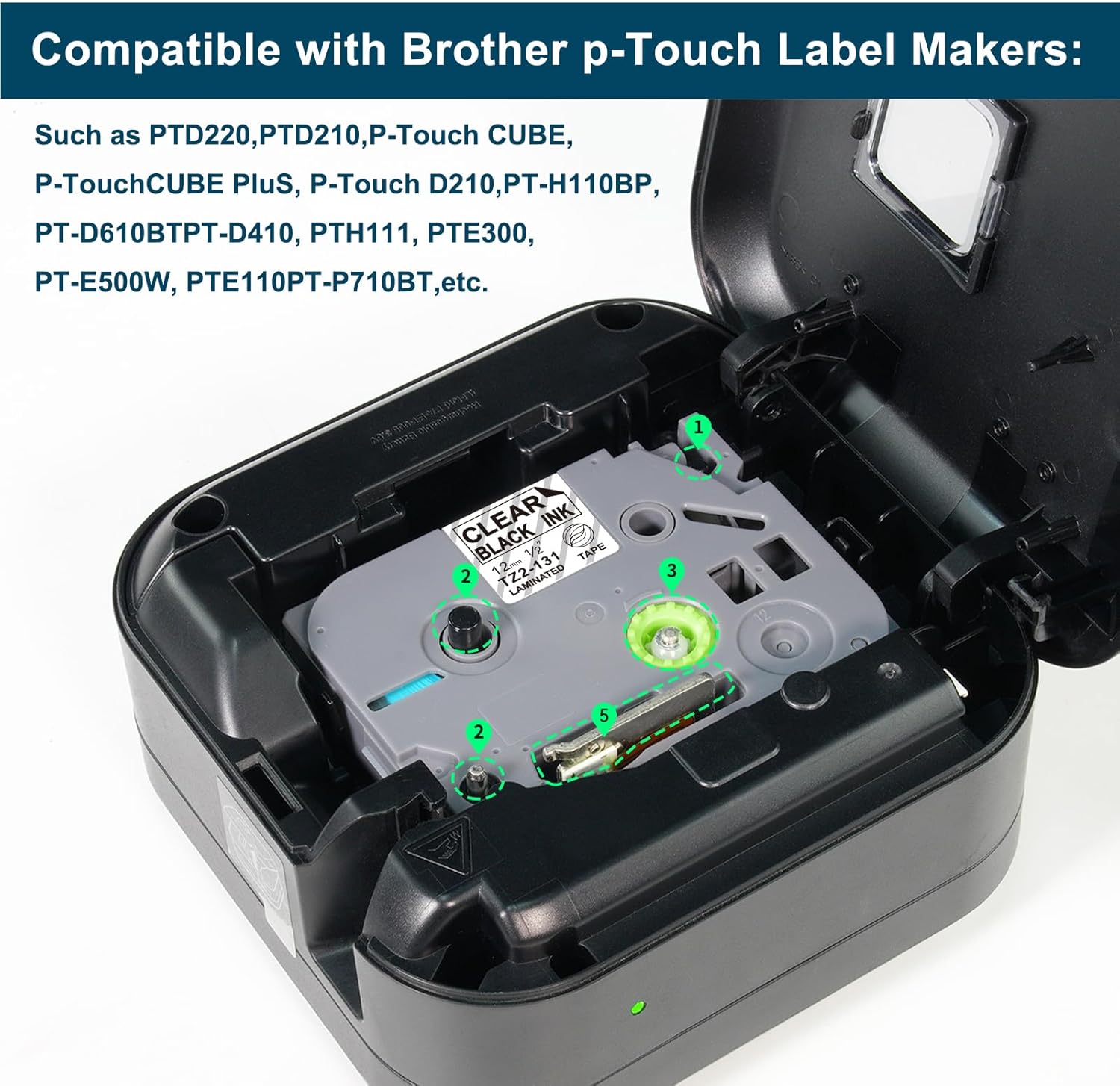 TZe-131 12mm 0.47 Laminated Clear Replacement for Brother P-Touch Label Tape TZe-131 Compatible with Brother Label Maker Tape Black on Clear Work for Ptouch PT-H110 PT-D210 Refills, 4-Pack - Image 2