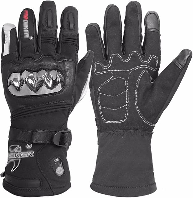 TEYK heated motorcycle gloves waterproof,Men Women Full Finger Touchscreen Motorbike Gloves,Winter Gloves For Cycling Riding Sports Motocross(Color:black,Size:L)