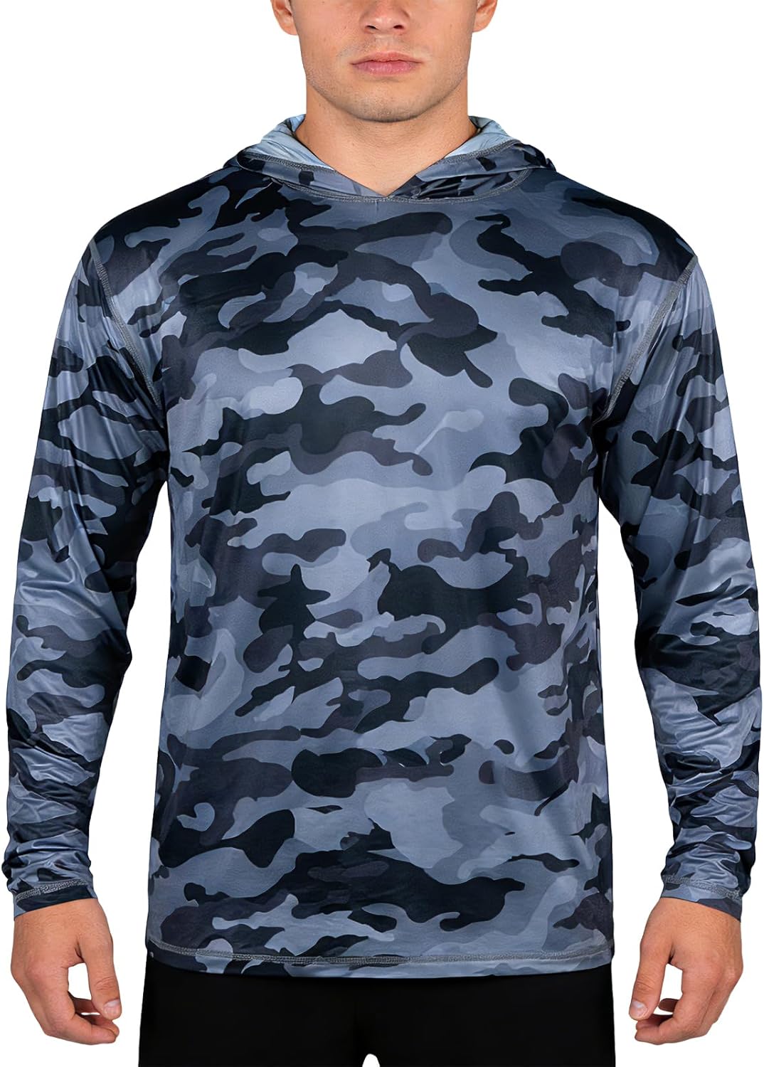 Men's Fishing Shirt with Hood,UPF 50+ Sun Protection Hoodie Camo Long Sleeve Shirts High Visibility Safety T Shirt