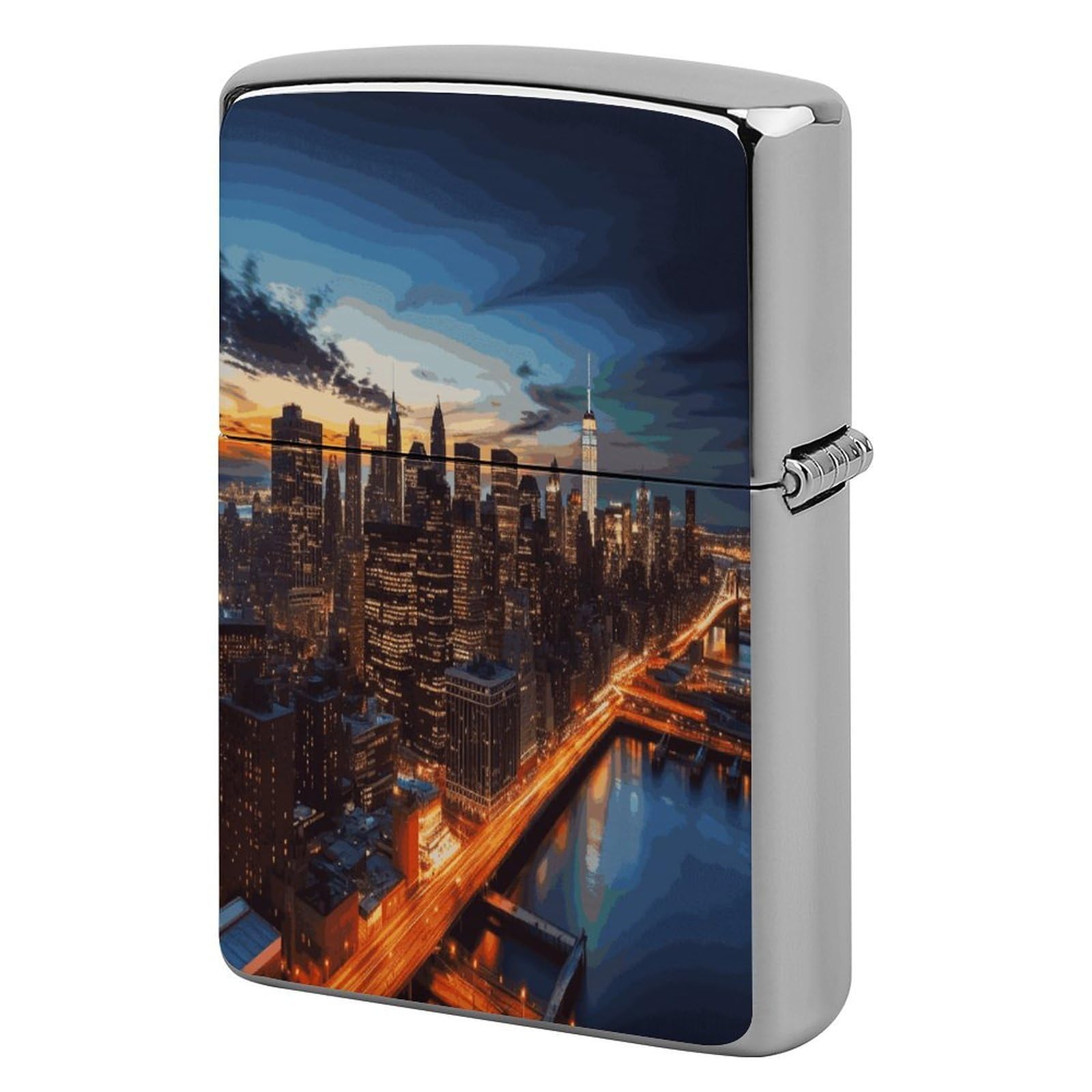 Fekiloot Style New York City Scenery Lighter Case Cover Metal Lighter Case
