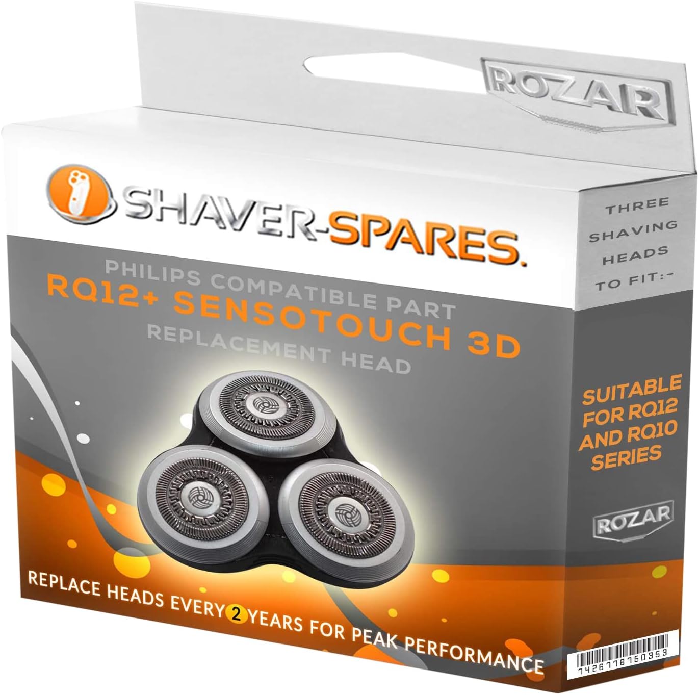 Compatible for Philips SensoTouch 3D RQ12+ V-Track Precision Blades Contour Detect Technology Replacement Shaving Head Unit RQ12/60