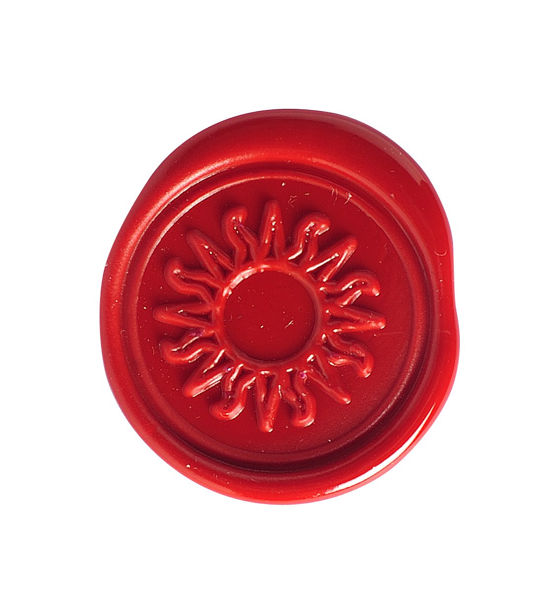 Jacques Herbin 45254T - A Traditional Wax Stamping Set - Including 2 red Kings Wax Wicks, a Varnished Wooden Handle, Instructions and a Seal - Sun Symbol