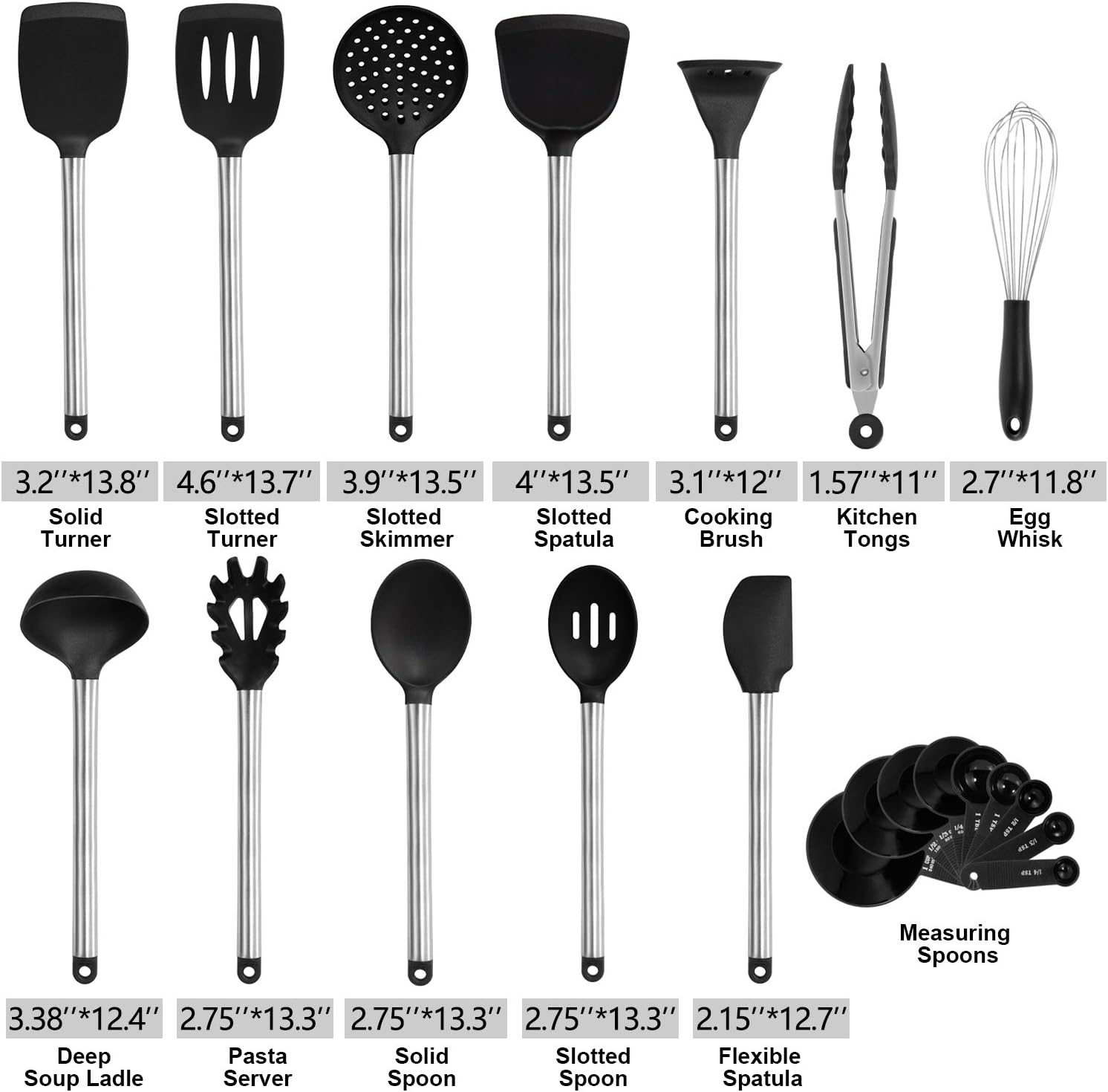 Kitchen Utensil Set, 21 Piece AILUKI Cook Utensil Set Silicone Cooking Utensil Set Stainless Steel Utensils Cookware Set, Great Kitchen Tools for Gift